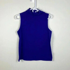 Athleta Blue Mockneck Soft Tank Top Women's XS Summer Blouse Business Casual